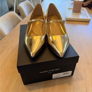 Marc Fisher Luccie Metallic Gold Flats